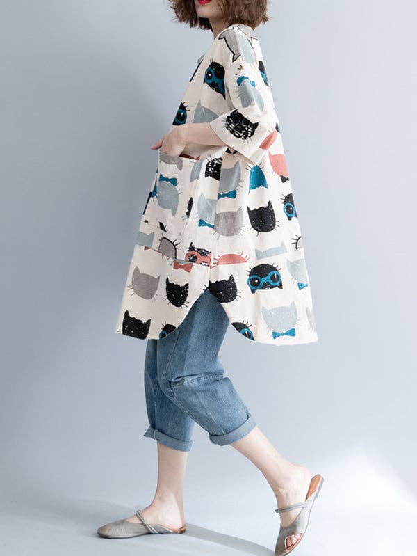 BEIGE Casual tecknad tryckt rund hals T-Shirt för wholesale på Faire5