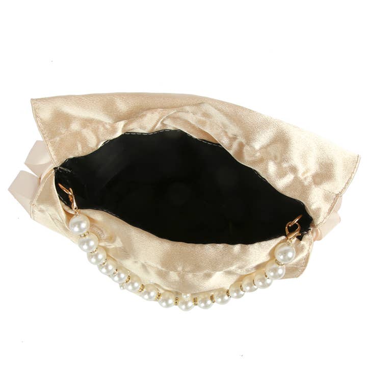 Oblige by G - Wholesale Clutch Bag - Women's - Pearl Satin Drawstring Pouch Bag GMS-00792