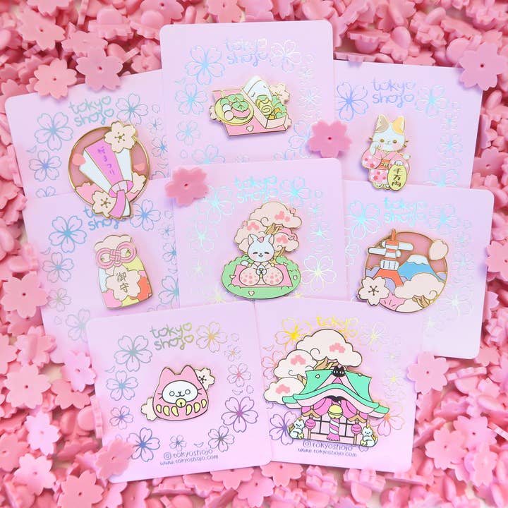 tokyo shojo - Wholesale Lapel Pin/Button - Hanami Kitty Pin2