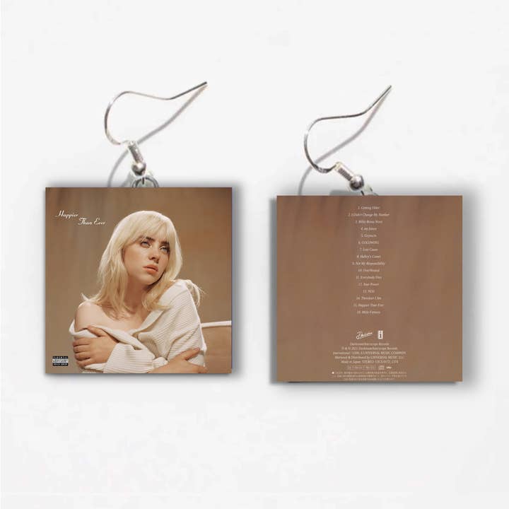 bookonahookco - Wholesale Dangle Earrings - Happier Than Ever | Billie Eilish | Miniature Vinyl