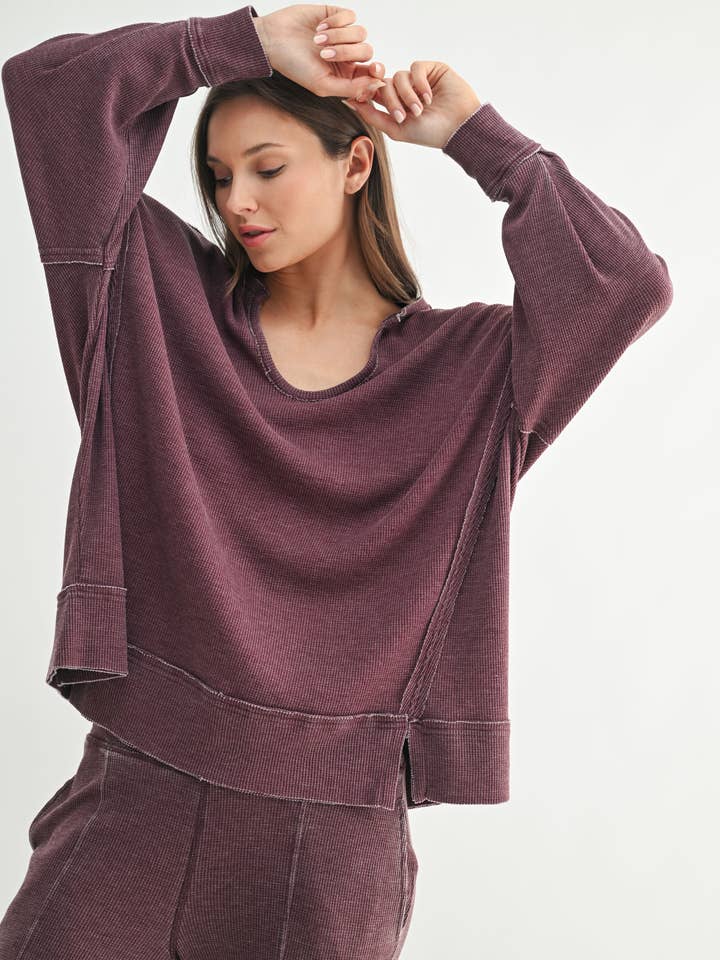 Mono B - Wholesale Tunic - Women's - Cotton Blend Waffle Knit Oversized Long Sleeve35