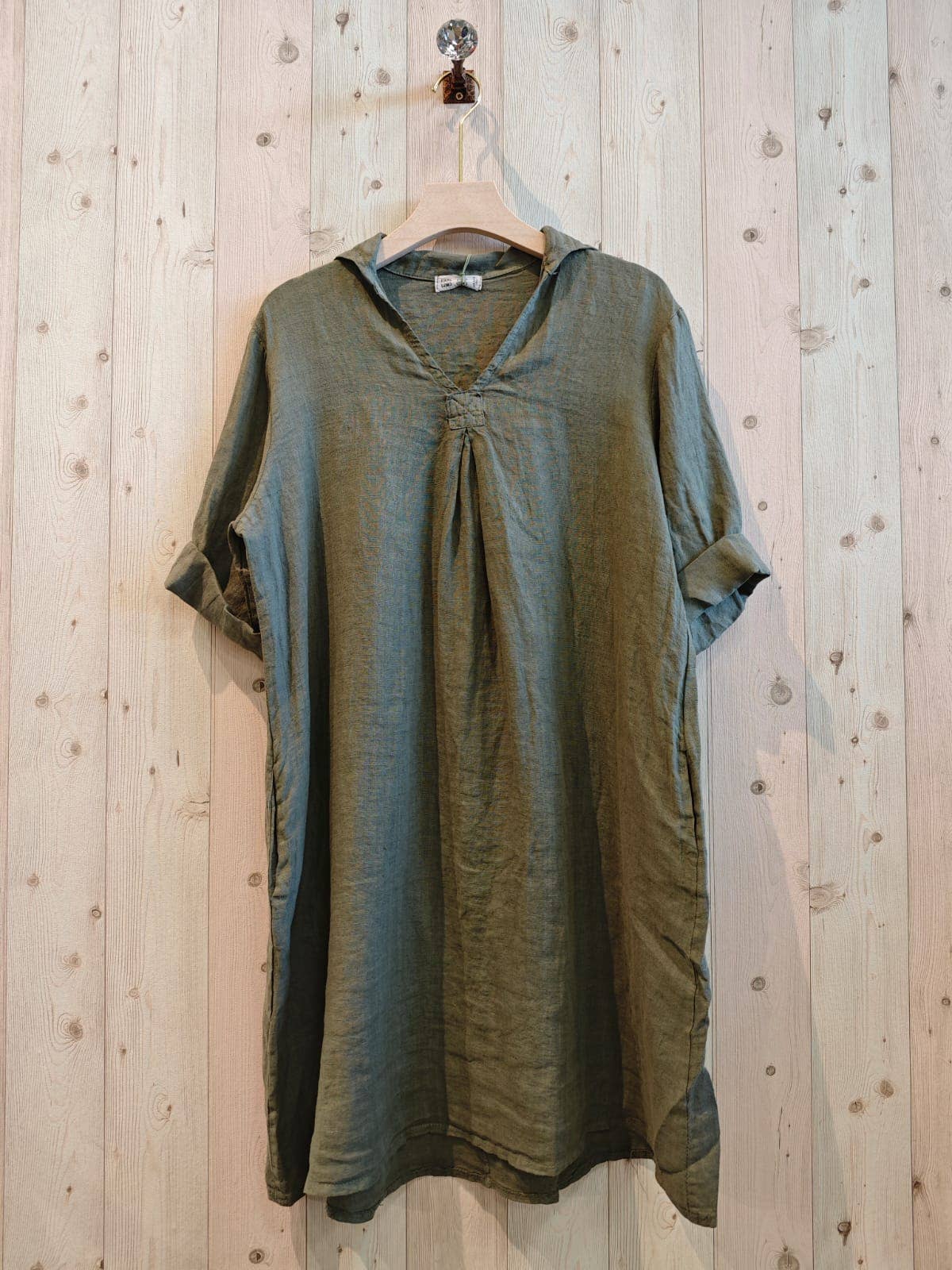Linen & More - Wholesale Dress - Women's - REF 88018 100% LINEN SHIRT COLLAR DRESS15