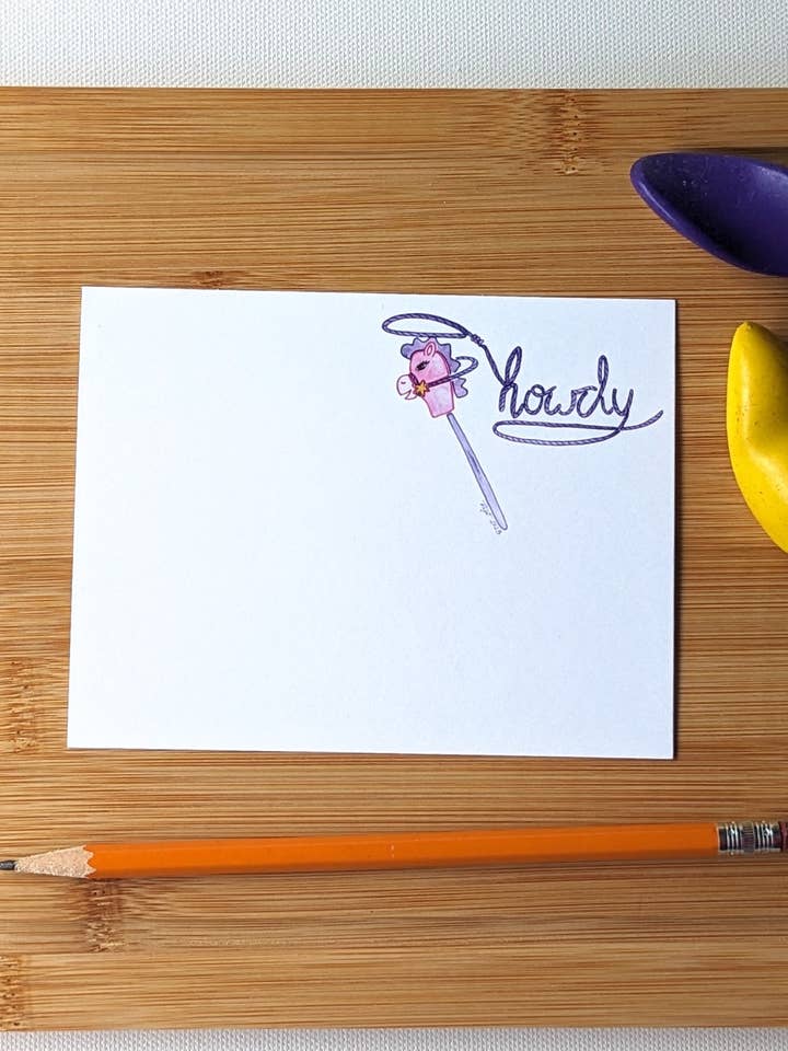 Howdy Purple Horse Notecards for wholesale by Robynnotes, LLC