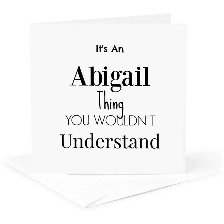 3dRose, Es una cosa de Abigail, Tarjeta de felicitación para venta al por mayor de 3dRose