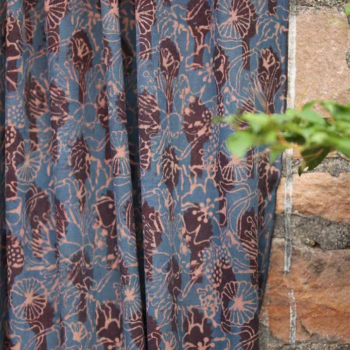 Handloom Block Print Curtain, Purple Floral Panel | Haseena for wholesale by Ichcha