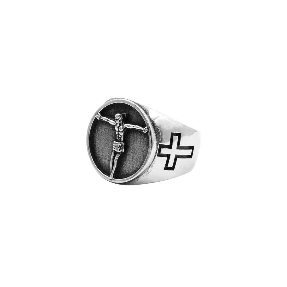 Awaken - Wholesale Signet Ring - Jesus Ring with Cross on the Side-A-3610
