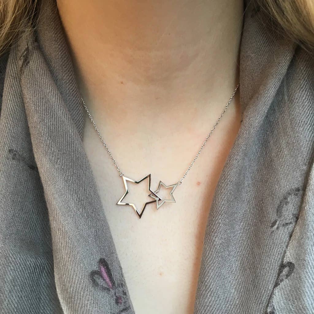 REEVES & REEVES – wholesale Pendant/charm necklace – Sterling Silver Duo Star Necklace2