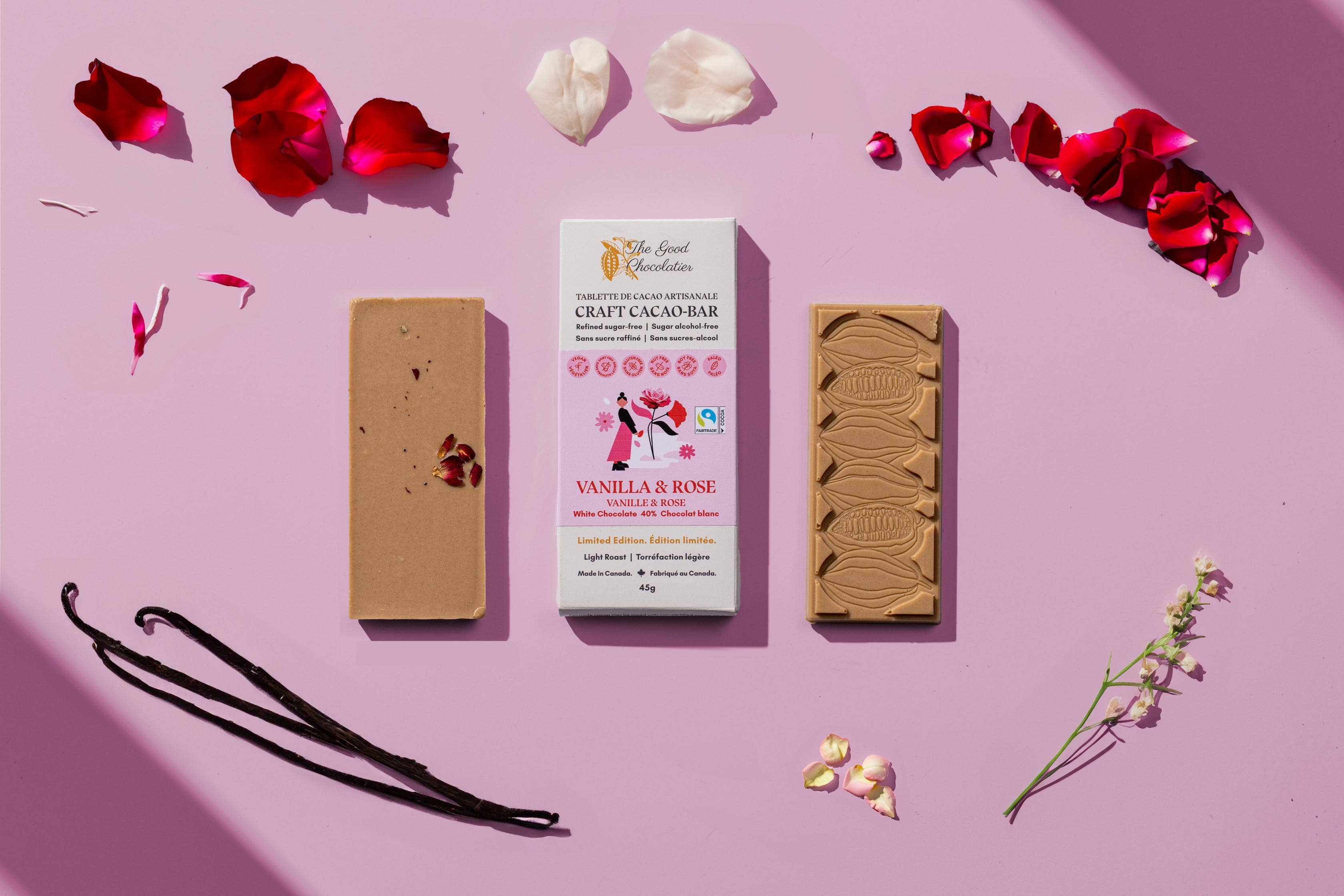 The GOOD Chocolatier – Engroshandel Chokoladebar – CASE Vanilla Rose 40%