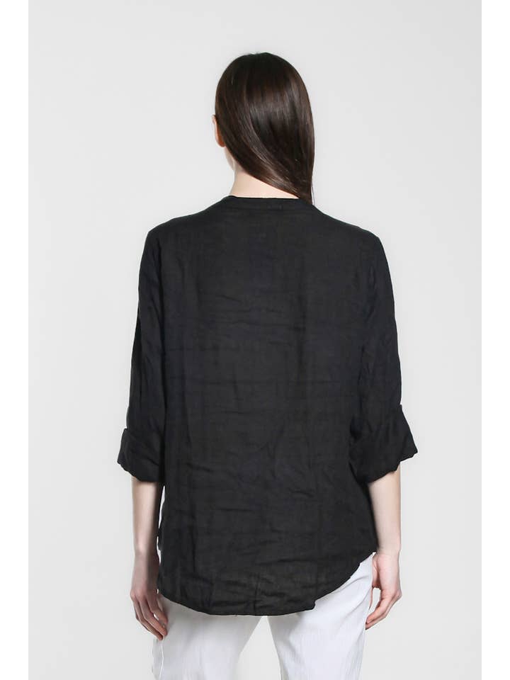 TINA Stephens Italy/Tees By Tina – Túnica - Mulher por atacado – Destino Linho Henley Top (BQ158)20