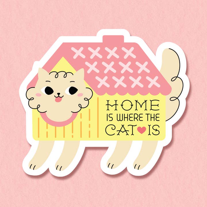 Home is Where the Cat Is Sticker for wholesale by Annlettering