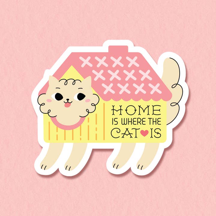 Home is Where the Cat Is Sticker for wholesale by Annlettering
