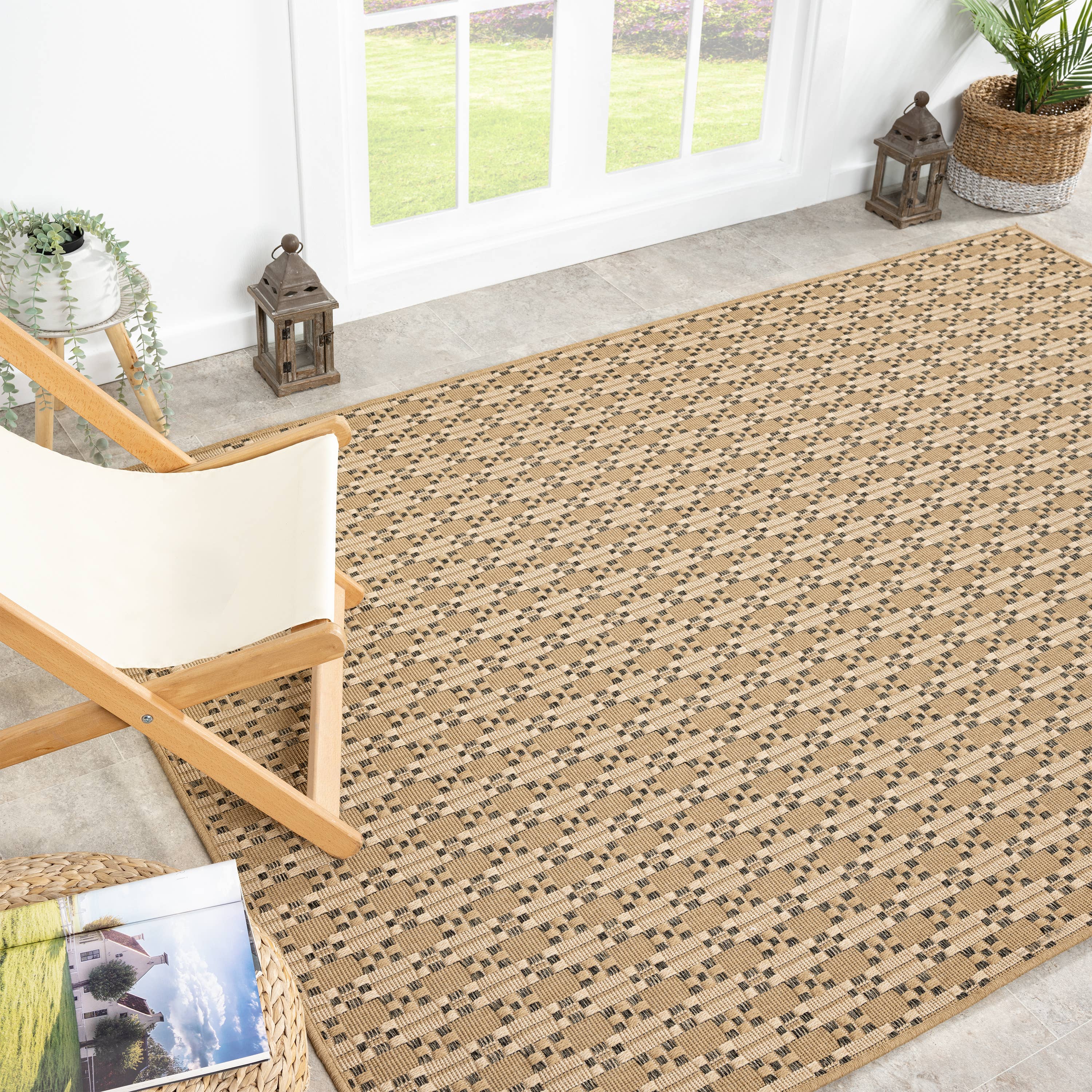 Abani Rugs - Wholesale Area Rug - Abani Rugs Patio Outdoor Cream Beige Seamless Rug7