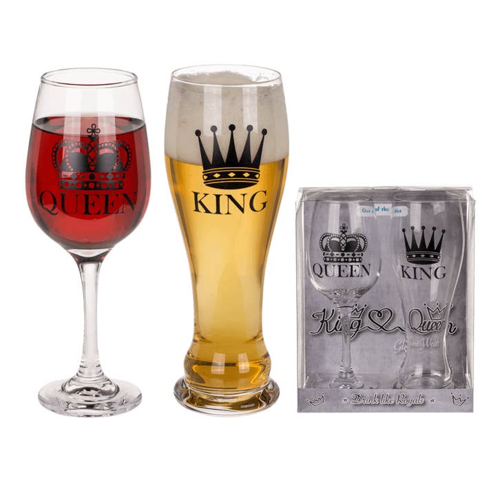 Out of the blue KG - Wholesale Beer Glass/Mug - Drinking glass set, King & Queen,