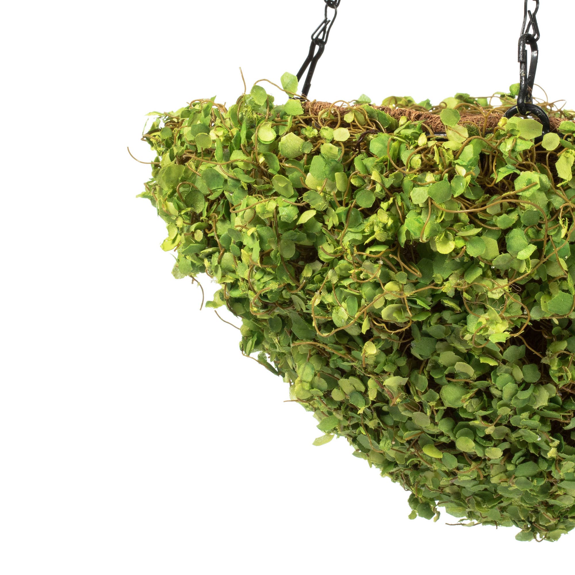 Vickerman 12'' Artificial Green Mini Leaves Hanging Basket. for wholesale on Faire2