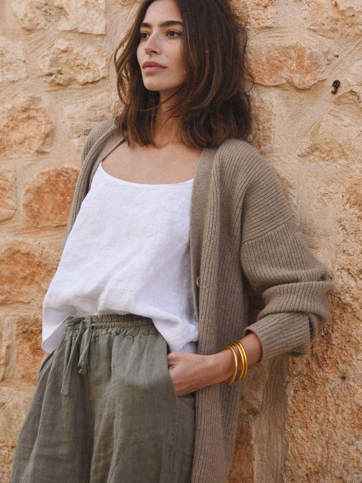 The Cashmere Muma Cardigan // Rye for wholesale by Beachwood The Label