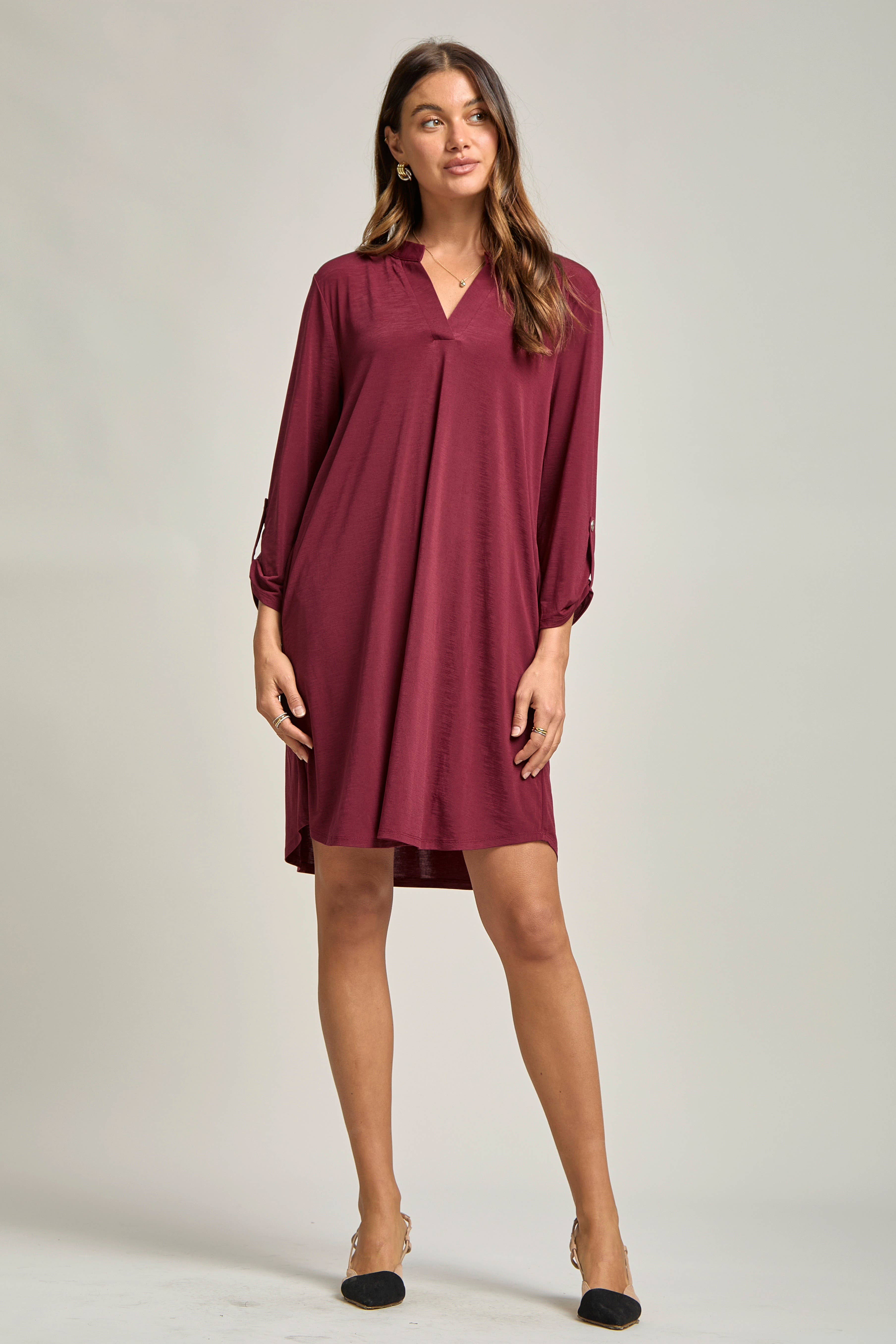 Dear Scarlett - Wholesale Dress - Women's - Solid A line 3/4 Sleeve Dress21