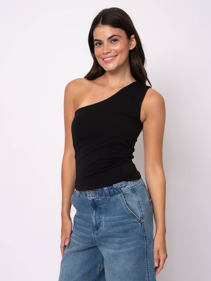 SOLIG BOMULLSKÄRNA ÄRMLÖS ENAXLAD TOPP- 57T260S för wholesale av RD Style