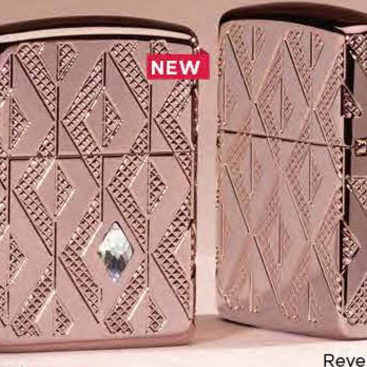 Benhalex - Wholesale Lighter - Zippo 360° Armor Rose Gold MultiCut Crystal Emblem Lighter
