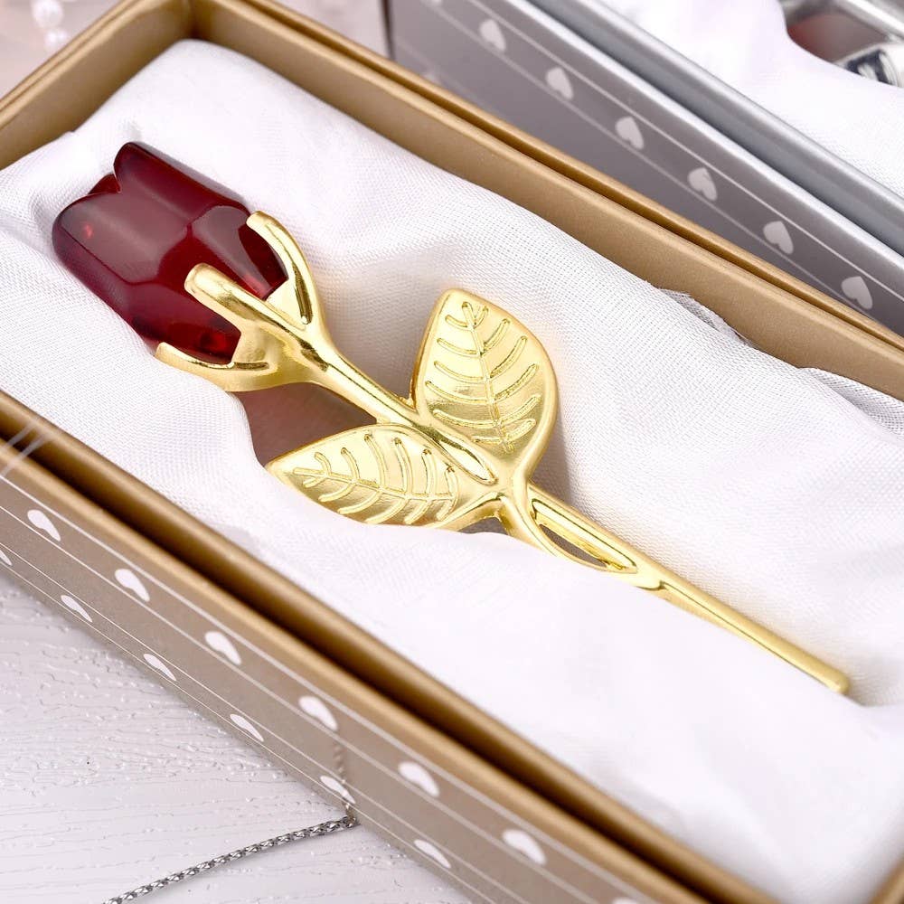 Syrrios Gifts LLC - Wholesale Artificial Flowers - Eternal Red Rose Glass Flower in Gift Box - Romantic11