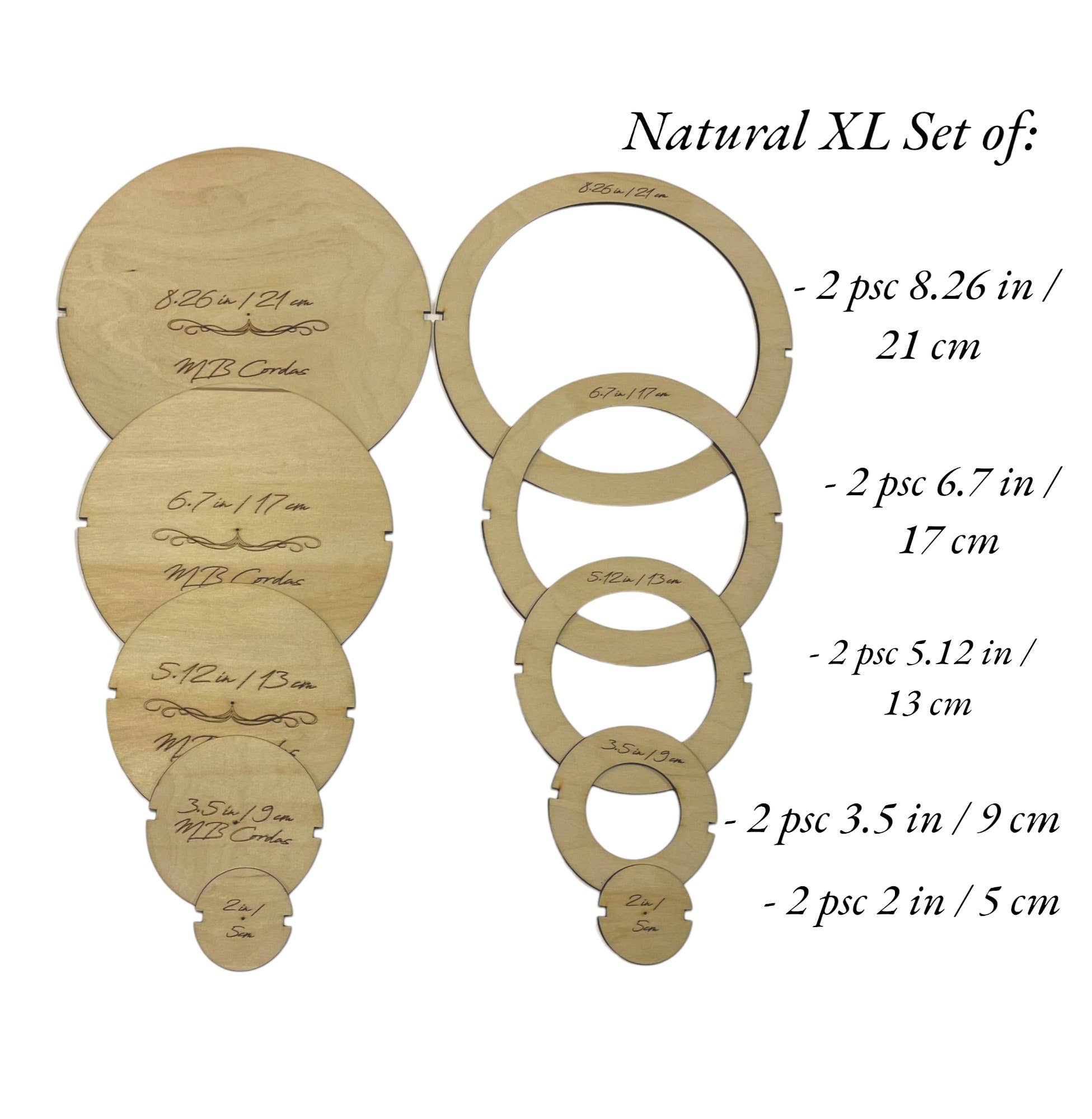 MB Cordas - Wholesale Knutselbenodigdheden - MB Cordas Macramé Snijmal Onderzetters set van 2-10 stuks (5 maten)6