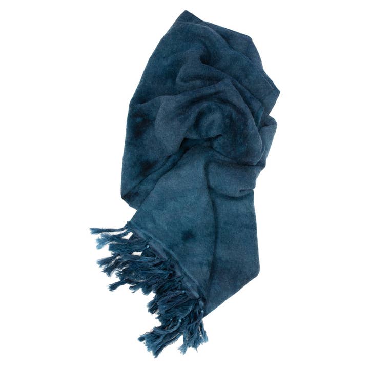 Hand-dyed Oversized Cashmere Wrap - Petrol Shadow for wholesale by fig & bella
