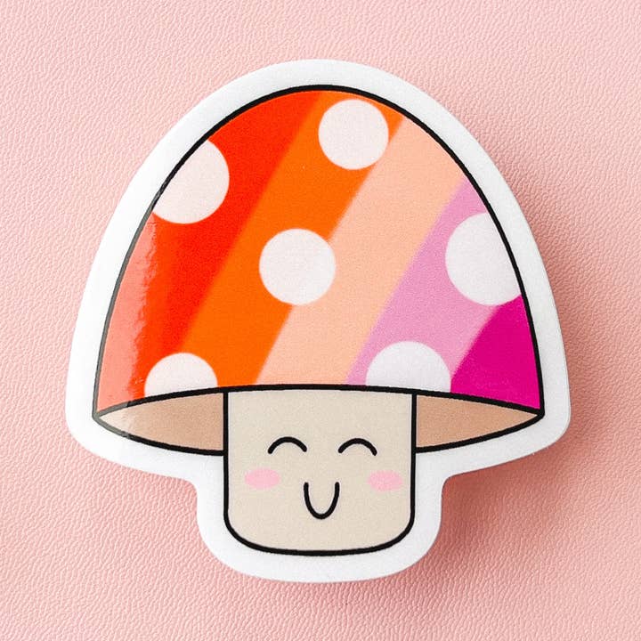 Lesbisk Pride Mushroom klistermærke for engroshandel hos The Harpy Otter Co