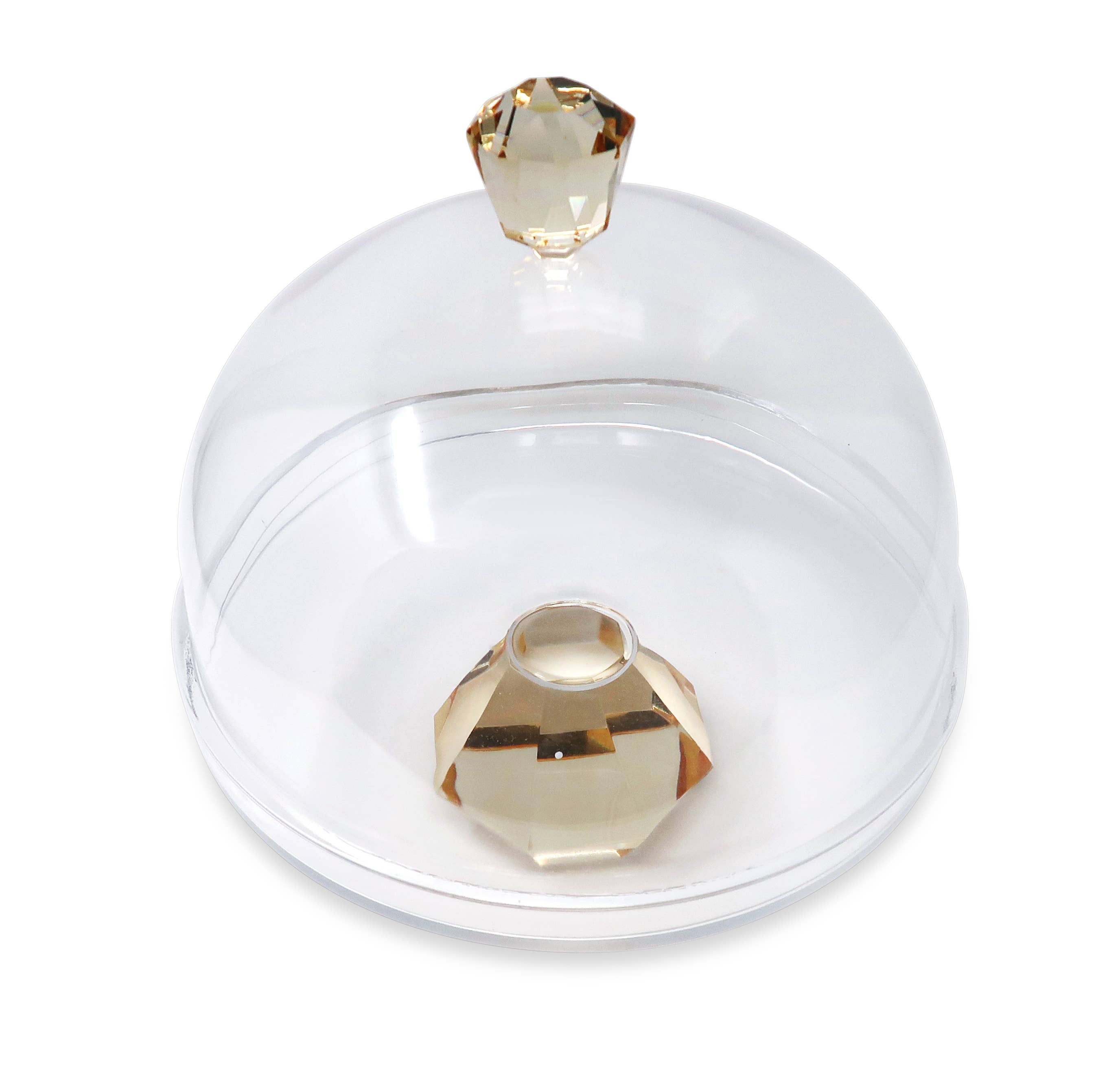 VIVIENCE - Wholesale Cake Stand - Glass Cake Dome with Colored Diamond Base and Knob, 13"D3