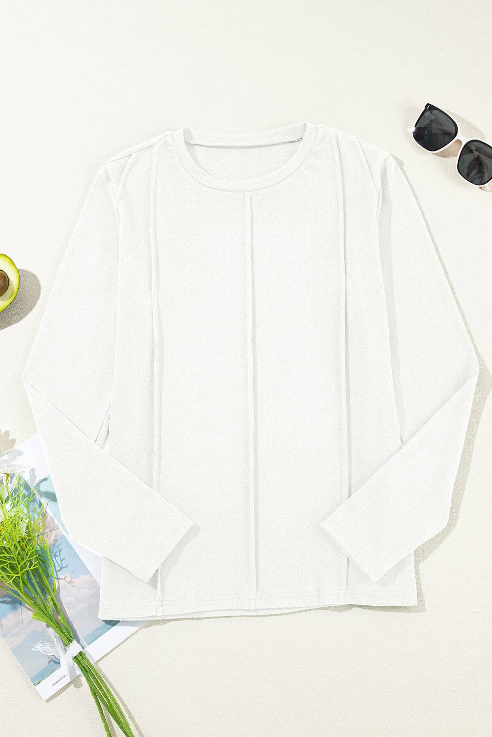 FASHION BLVD - Wholesale Knit Top - Women's - FB Solid Reverse Seam Crew Neck Long Sleeve Top21