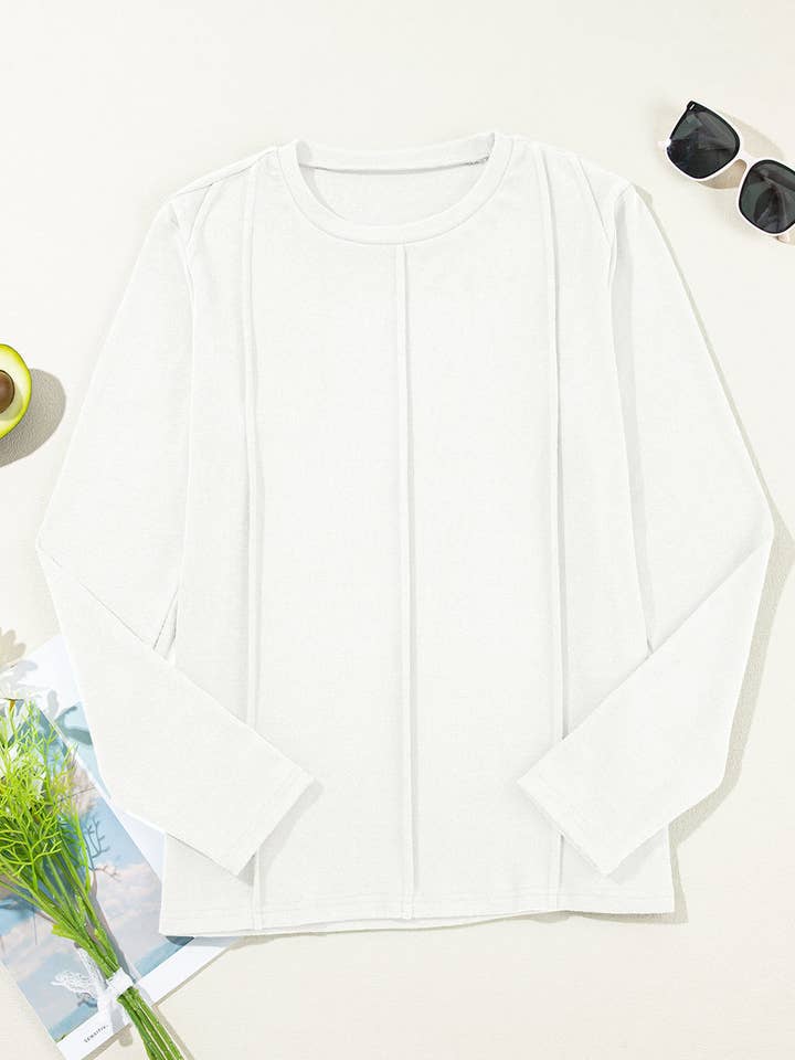 FASHION BLVD - Wholesale Knit Top - Women's - FB Solid Reverse Seam Crew Neck Long Sleeve Top21