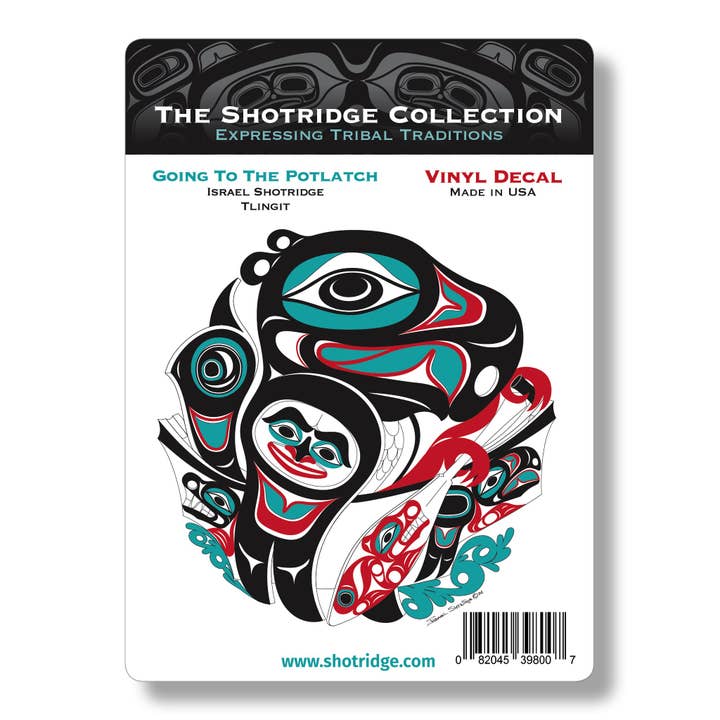 Adesivi in vinile Going To The Potlatch (confezione da 12) per la vendita all'ingrosso da parte di The Shotridge Collection