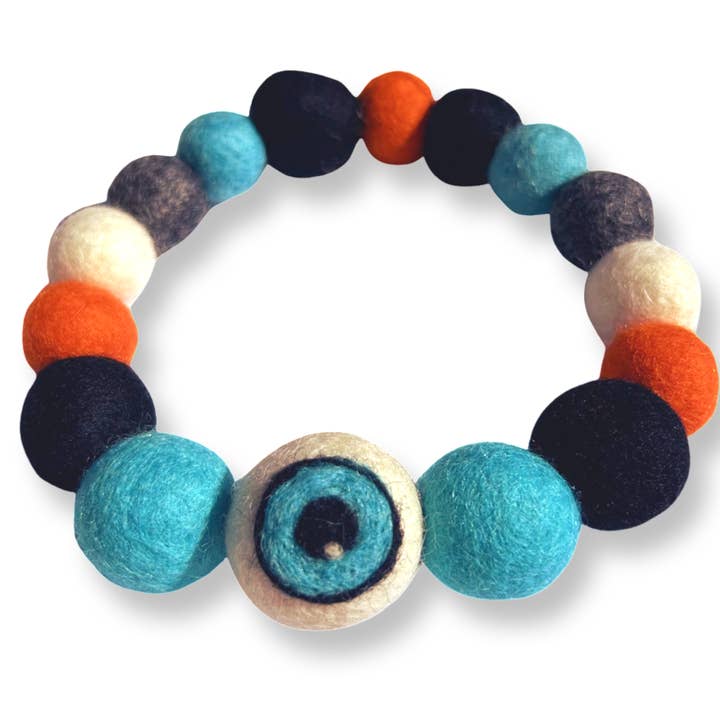Collar para perro con pompones y ojos de Halloween - Azul para venta al por mayor de Puppies & Pom Poms
