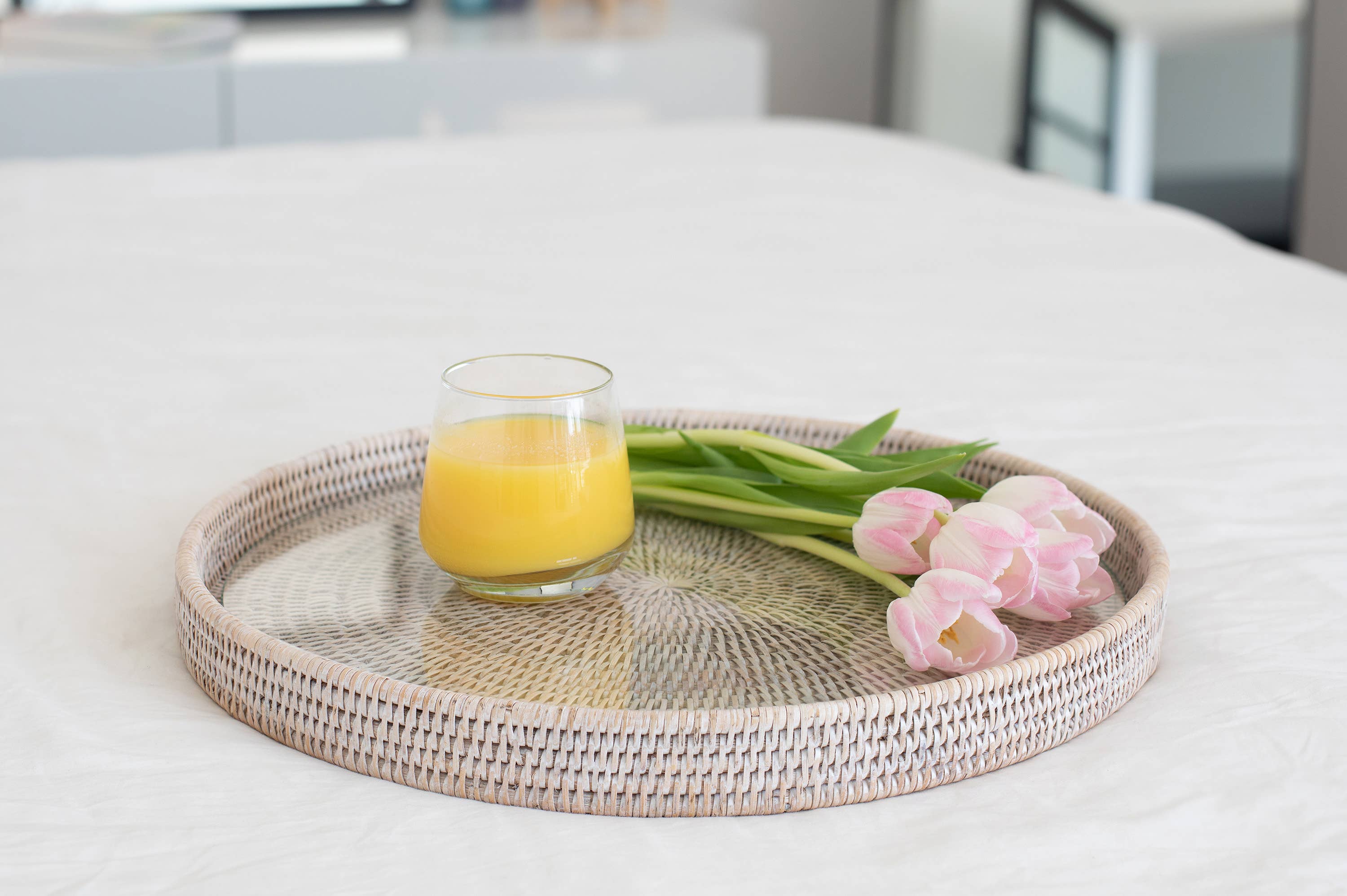 Artifacts Trading Company - Wholesale Serving Tray - Rattan Round Serving-Ottoman Tray with Glass Insert4
