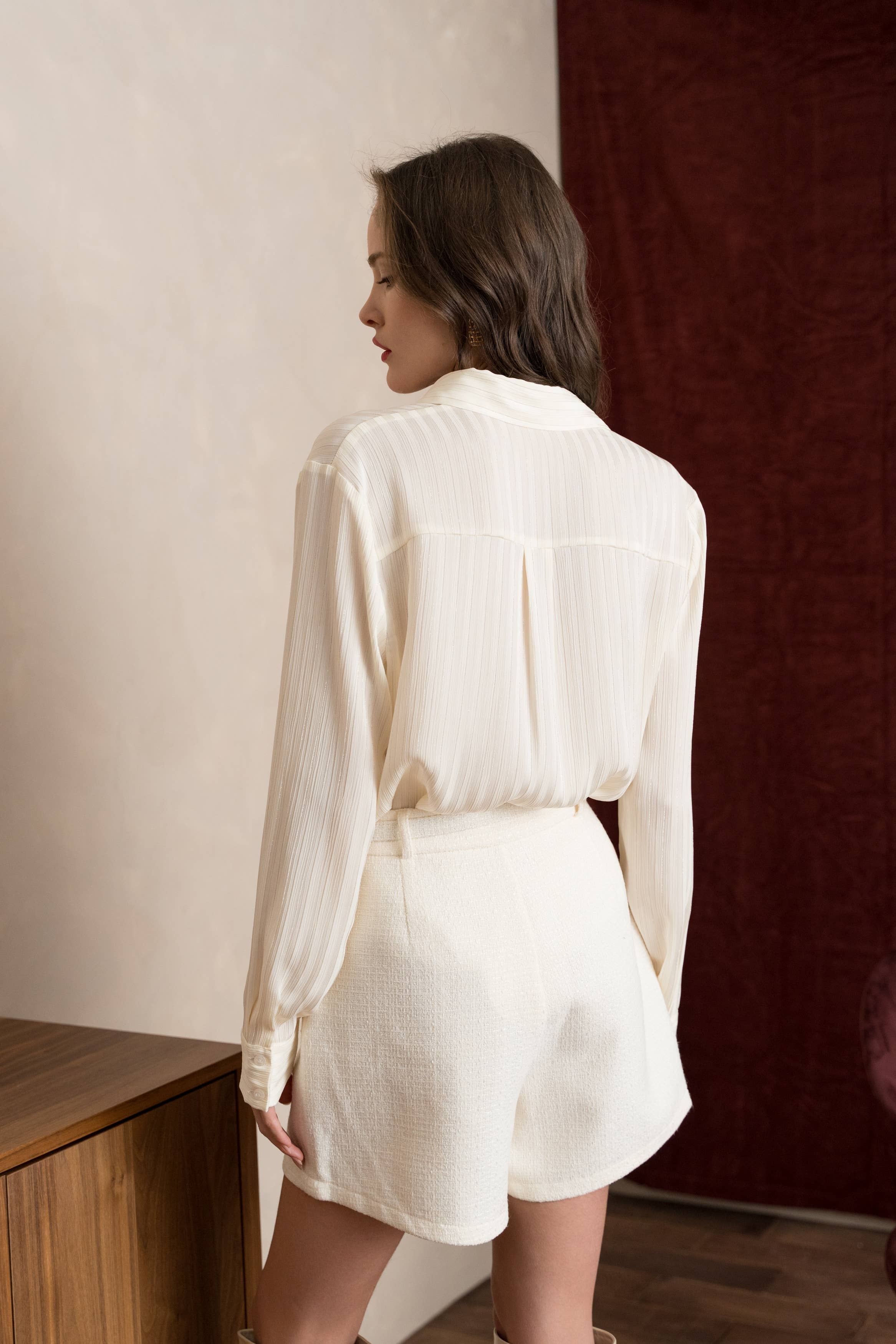 LULUMARY - Wholesale Blouse - Women's - Silky shirt with lurex CH234A22