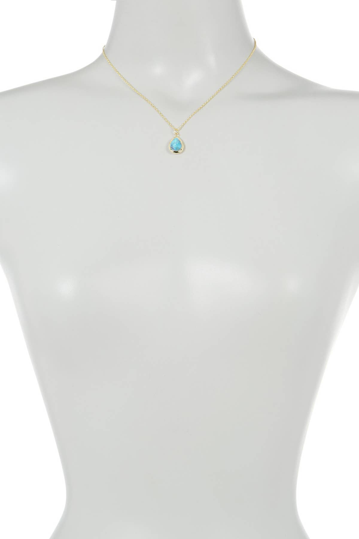 Zoey Simmons - Wholesale Pendant/Charm Necklace - Stabilized Turquoise Teardrop Pendant Necklace - GF2