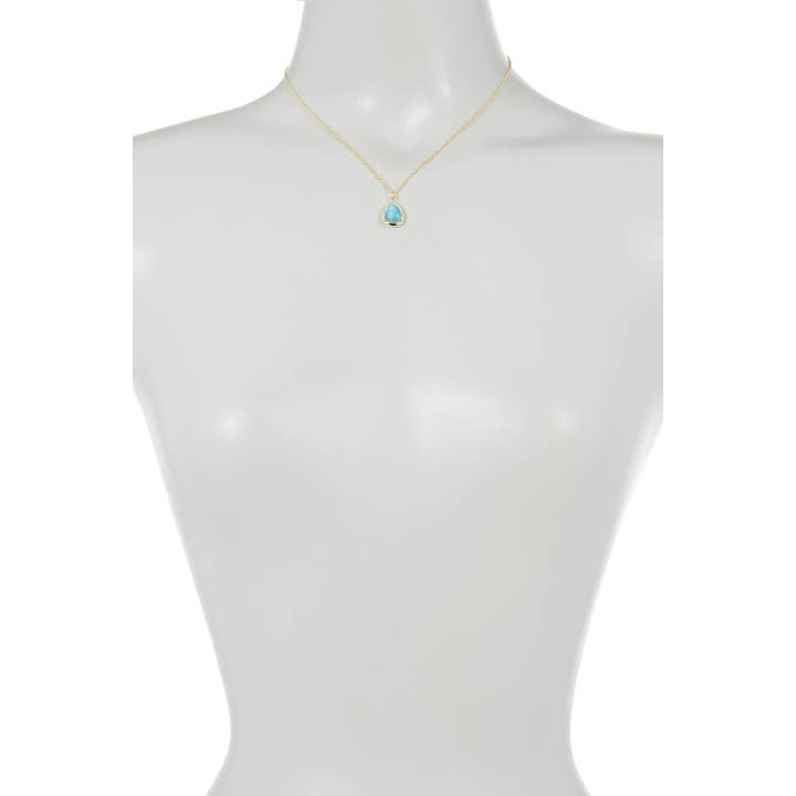 Zoey Simmons - Wholesale Pendant/Charm Necklace - Stabilized Turquoise Teardrop Pendant Necklace - GF2