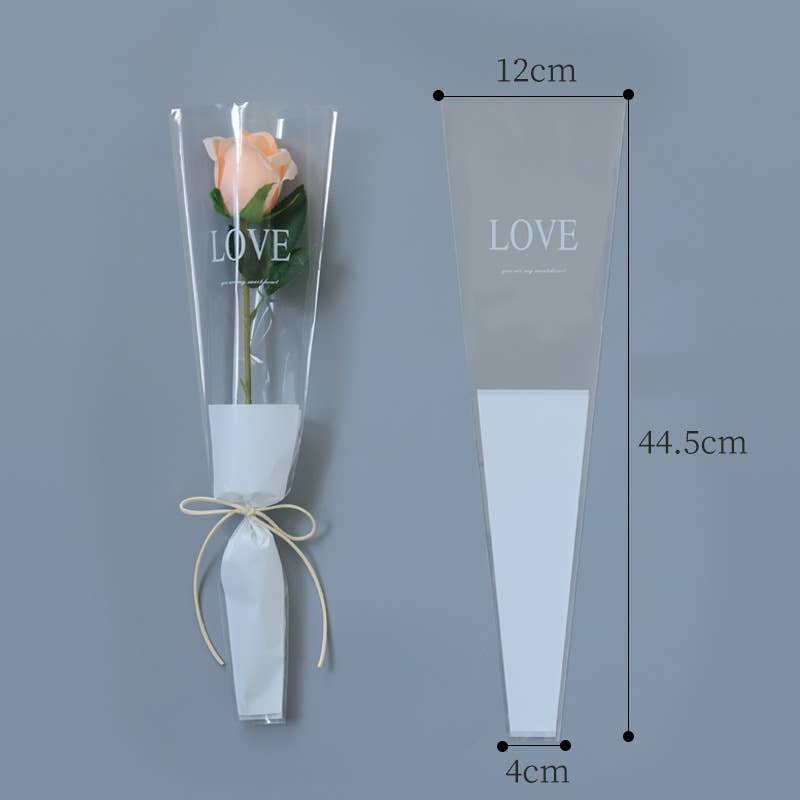 ByHome - Wholesale Gift Bag - 50 pcs, 2 sizes 3 colors LOVE flower OPP bag Bouquet sleeve 0