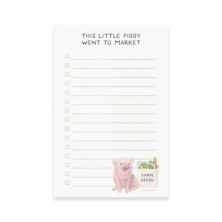 Amy Zhang – wholesale Notepad – This Little Piggy — Animal Pun Grocery Notepad1