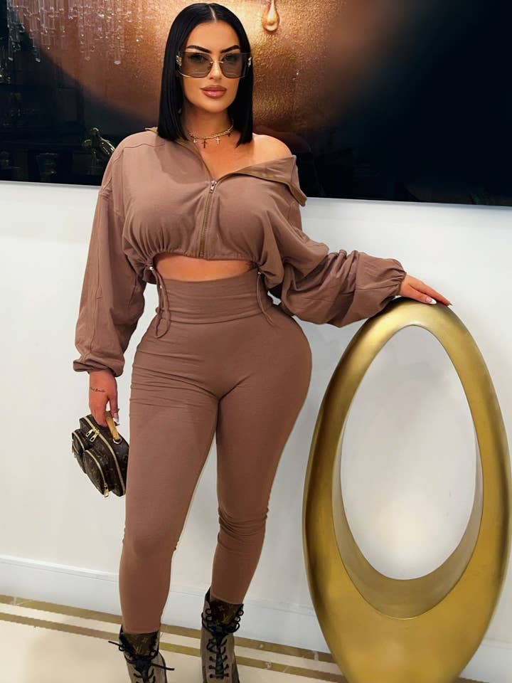 5besties inc - Wholesale Top & Pant Set (NOT Loungewear) - Women's - ZIP UP WINDBREAKER AND LEGGINGS SET