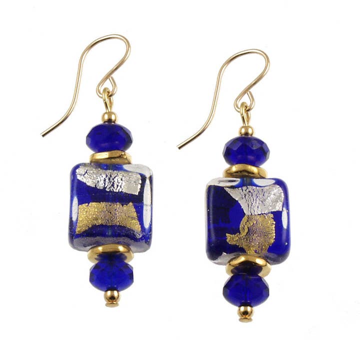 SE-1106 Boucle d'oreille carrée Rhapsodie bleue 12 mm pour la vente par Andrea Menghetti