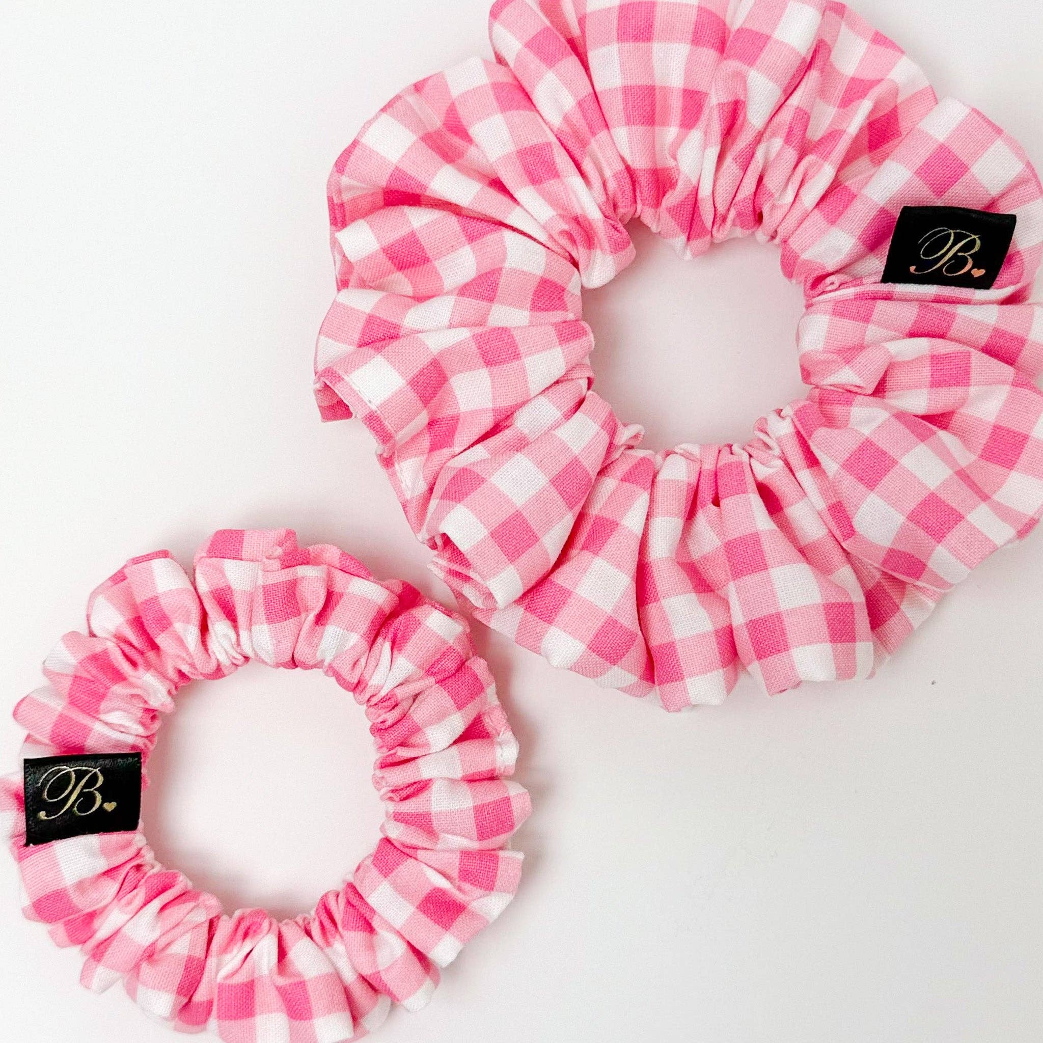 B. LUVV & CO. - Wholesale Scrunchie - Women's - Cotton Scrunchie in Pink Gingham1