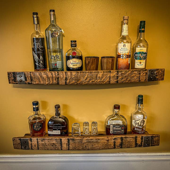Whiskey, Wine & Design - Wholesale Wall Mounted Shelf - FLOATING LIQUOR SHELF from Whiskey Barrel