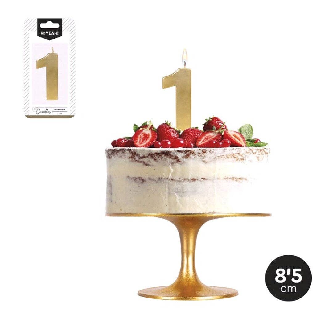 Mis Globos - Wholesale Cake Candle - Gold Metallic Number Candle0