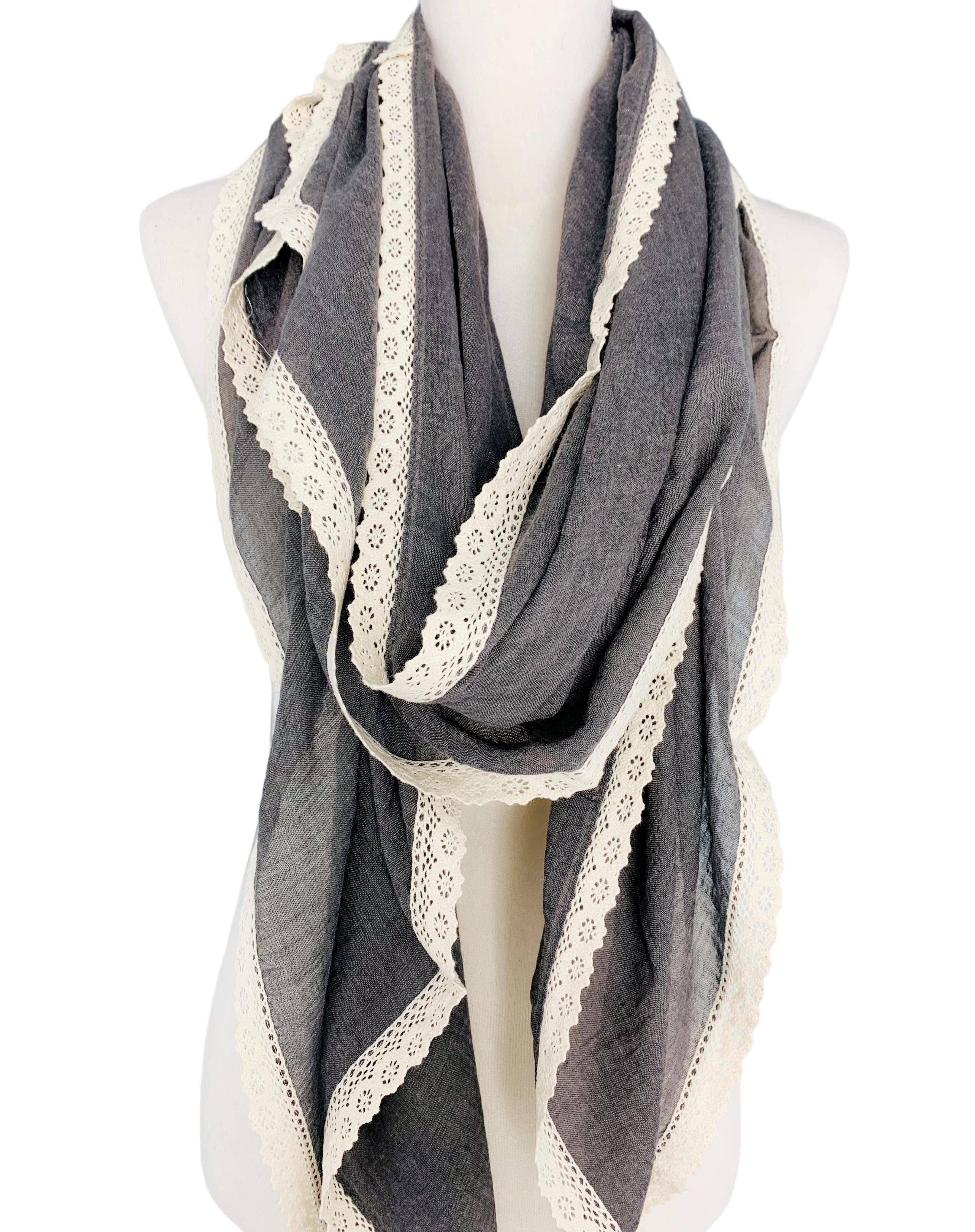 JC Sunny Fashion – wholesale Scarf – Women's – JC021021 12 Colors-Oversized Lace-Trim Solid Scarf6