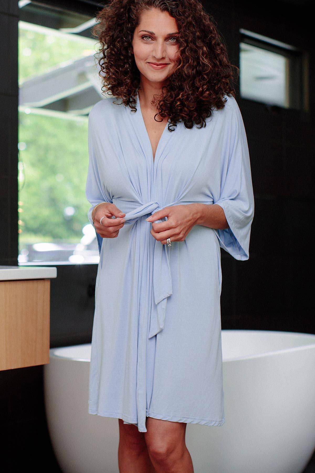 YALA - Wholesale Robe - Women's - NINA ELBOW SLEEVE BELTED BAMBOO ROBE1