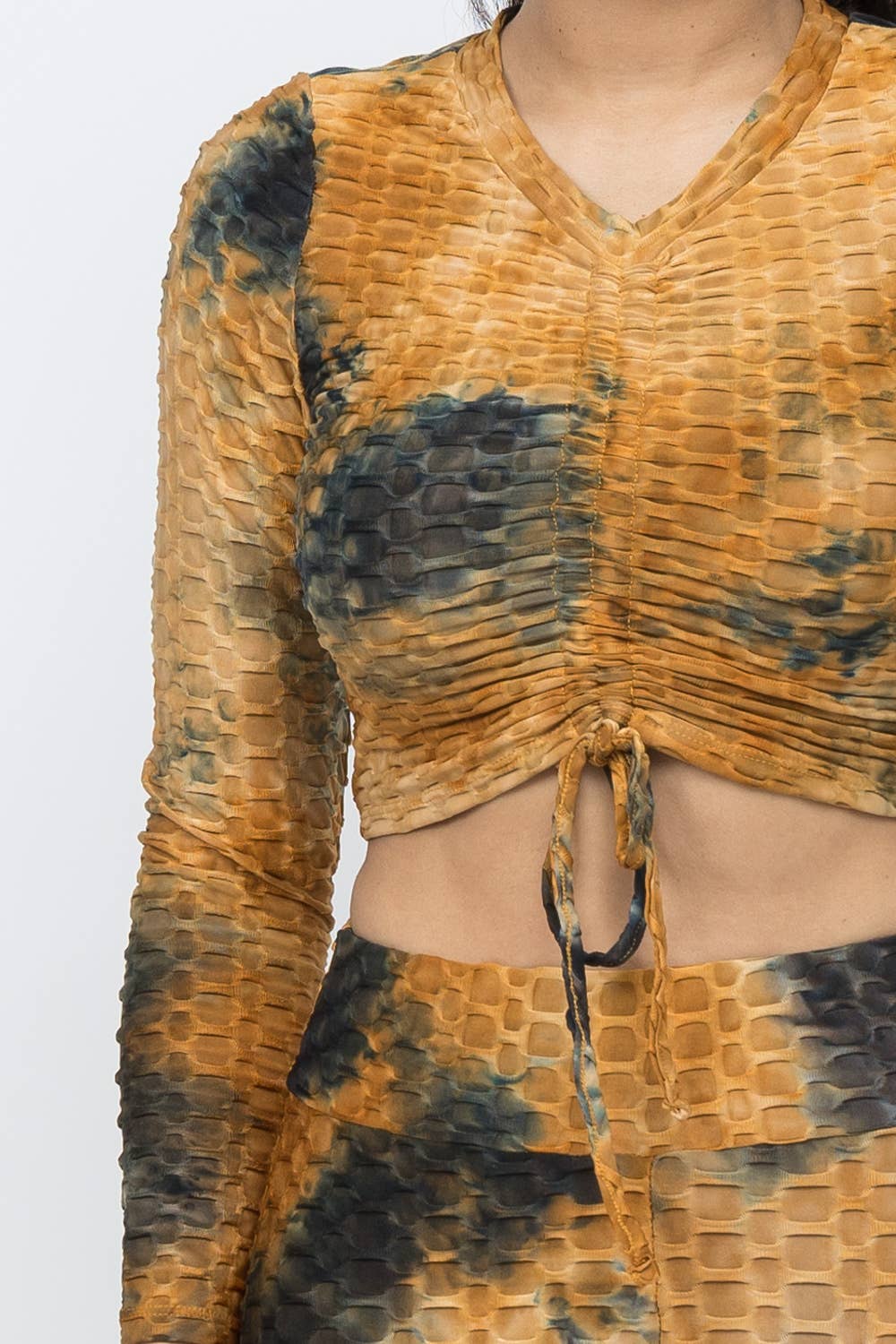 Julia by LoveJ - Wholesale Top & Pant Set (NOT Loungewear) - Women's - Honeycomb TieDye Shirring Tie Top And Leggings Set11