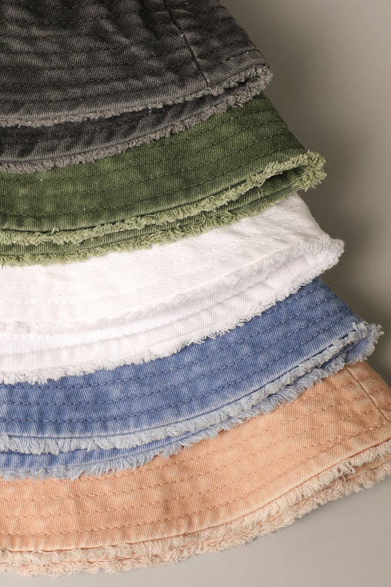 Fashion City – wholesale Bucket Hat - Dam – Sliten duk bomull denim hink hatt18