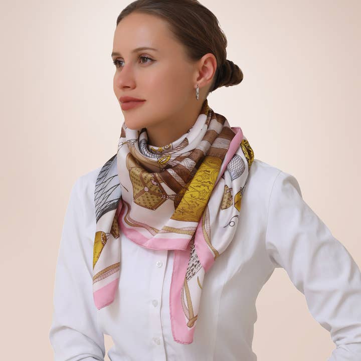 Cachecol de seda sintética balão rosa por atacado de YOUZEY