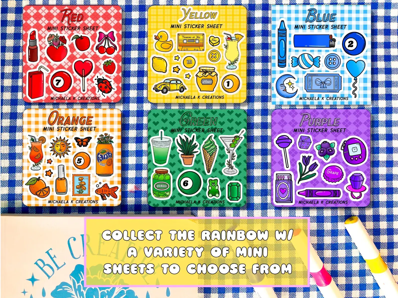 Michaela K Creations - Wholesale Sticker - Spam Musubi Sticker sheet 4x4 7