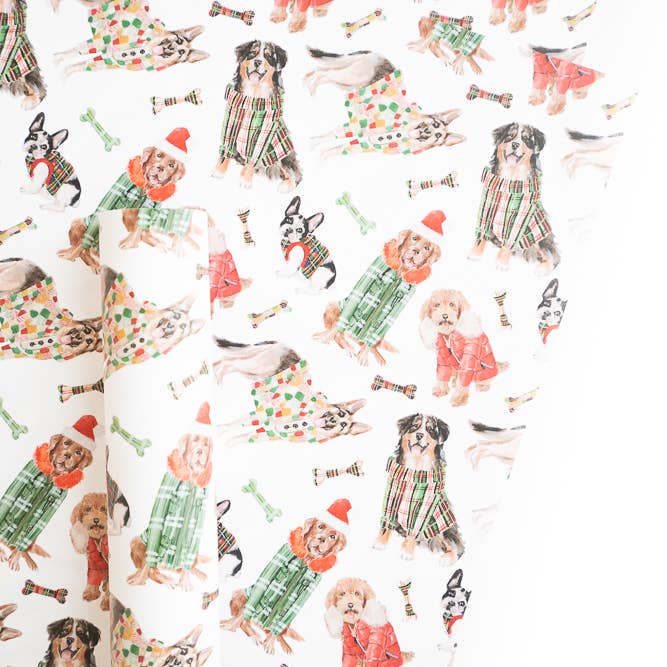 Lana's Shop - Wholesale Wrapping Paper Roll - Plaid Holiday Paws Dog Gift Wrap Roll1