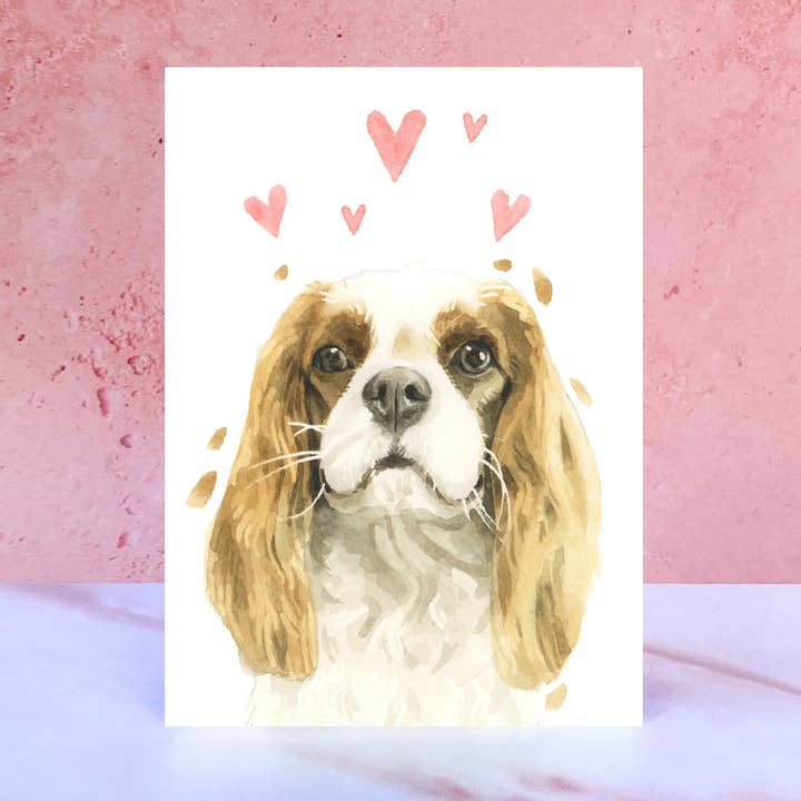 Cavalier King Charles Spaniel Licks & Kisses Karte für den Großhandel von Robert James Hull